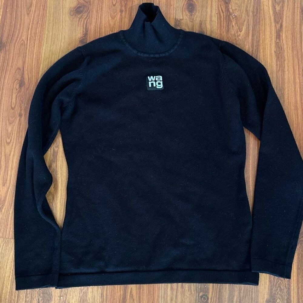 Alexander Wang black knit turtleneck sweater with logo size M
